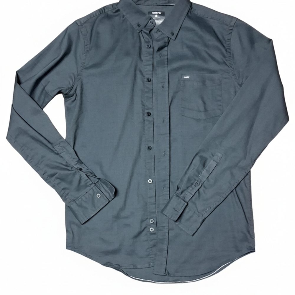 Hurley Men's Charcoal Button-Down Shirt - Picture 2 of 3